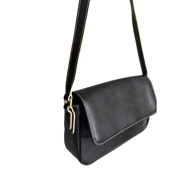 Y2K Liz Claiborne Black Mini‎ Shoulder Bag With Contrast Stitching - Picture 3 of 10